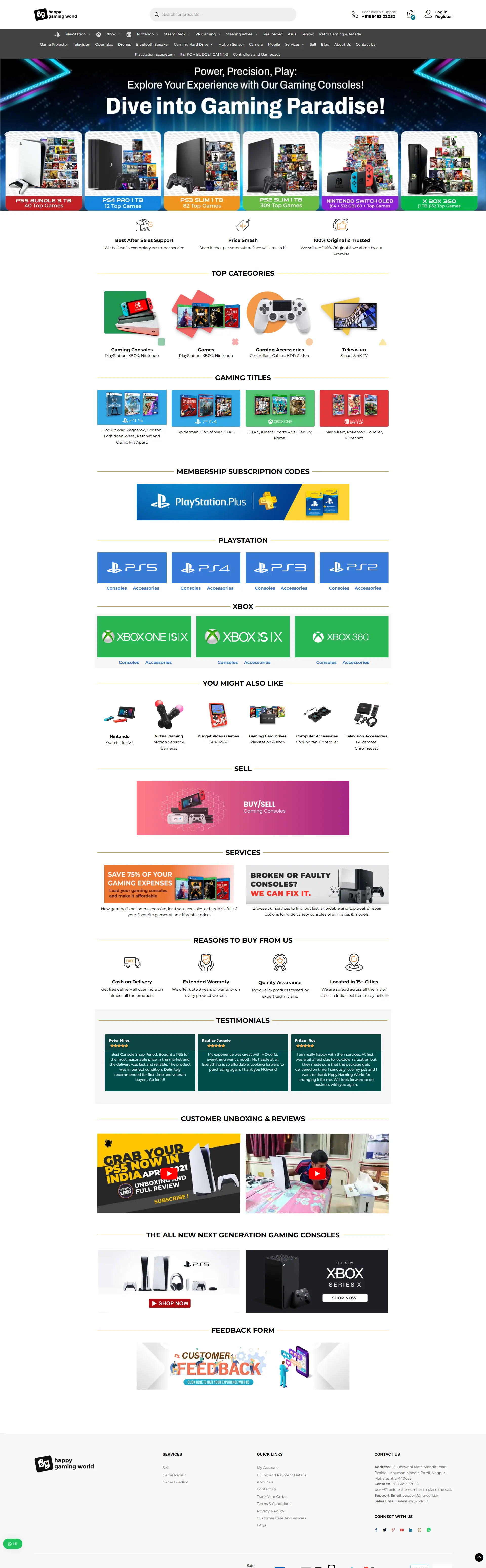 Happy Gaming World Website Screenshot